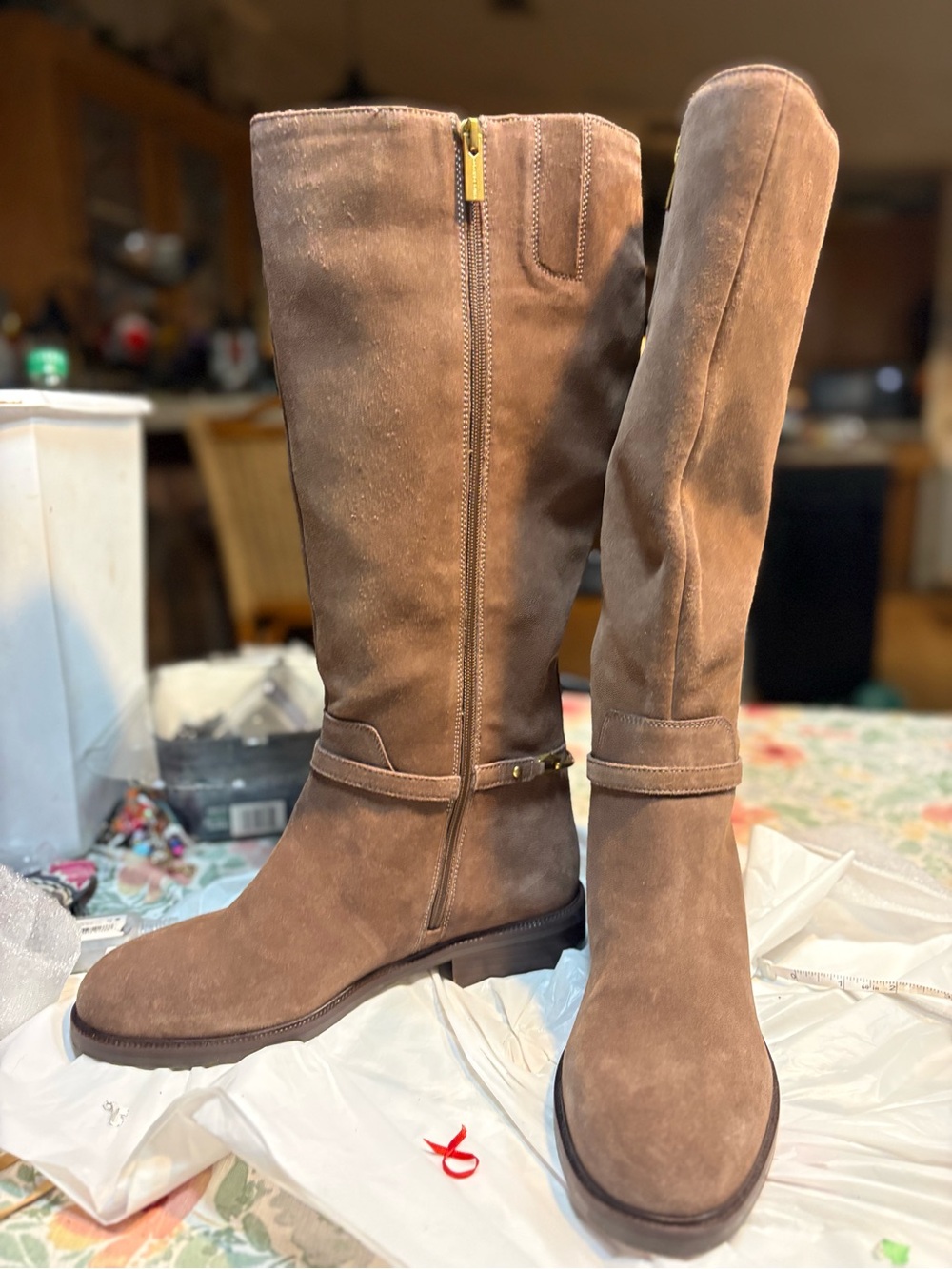 Vince Camuto Adria Suede Link Hardware Tall Riding Boots Womens 10 - Picture 14 of 14